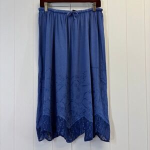 Kaaku Womens Boho Fairy Embroidered Handkerchief Hem Skirt Size M Ethereal Folk